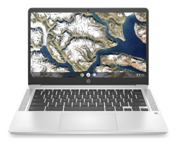 لابتوب HP Chromebook بشاشة 14 بوصة HD، بمعالج Intel Celeron N4000، وذاكرة عشوائية 4 جيجابايت (RAM)، وسعة تخزين 32 جيجابايت eMMC، ونظام التشغيل Chrome (الموديل 14a-na0010nr، باللون الفضي المعدني)